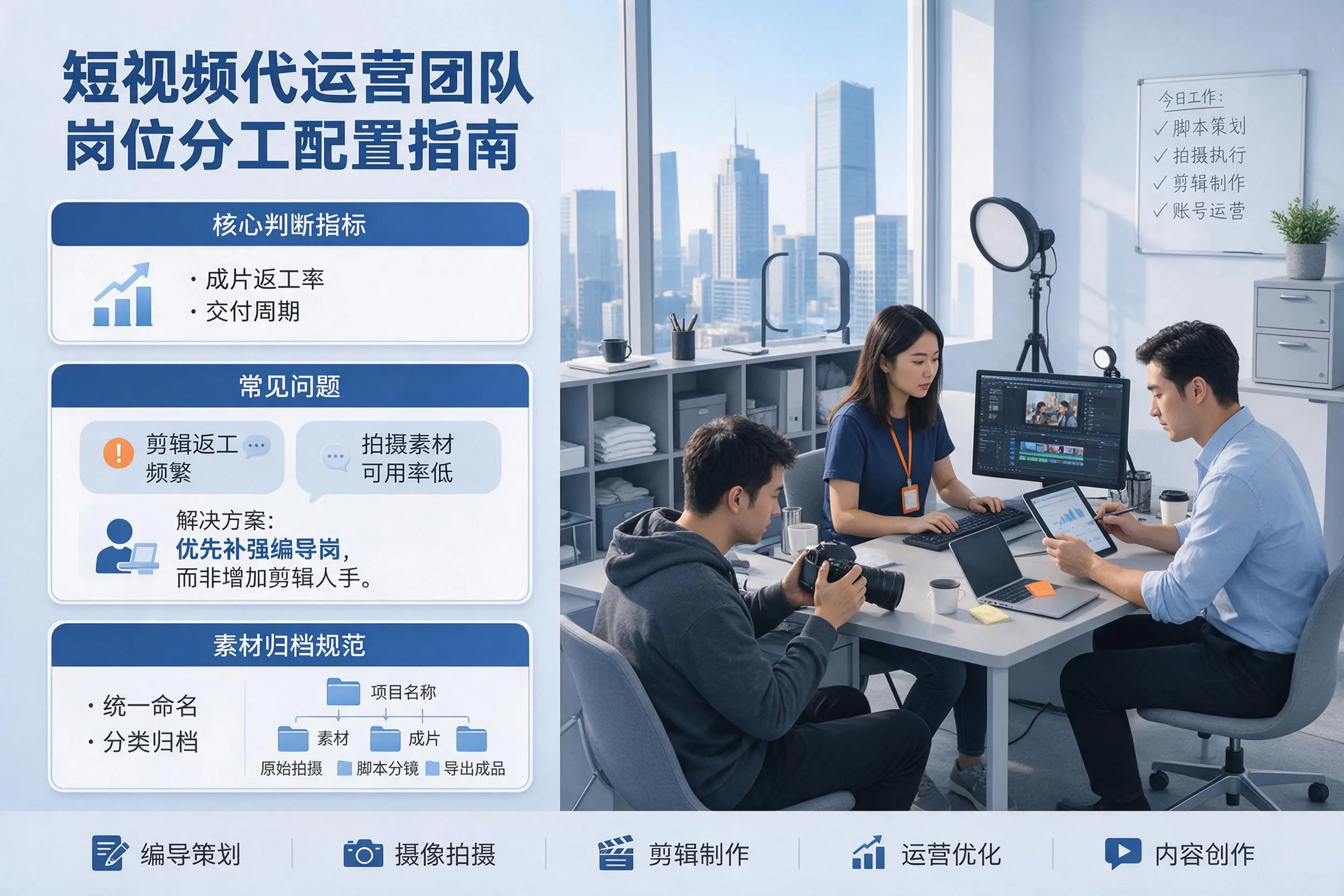短视频代运营团队如何配置?天门企业岗位分工科普说明